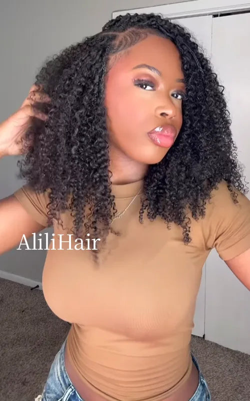 Lightweight Afro Kinky Curly Crochet Human Hair Extension