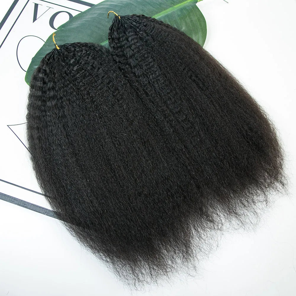 2packs pre-separated feather crochet hair extension kinky straight human hair