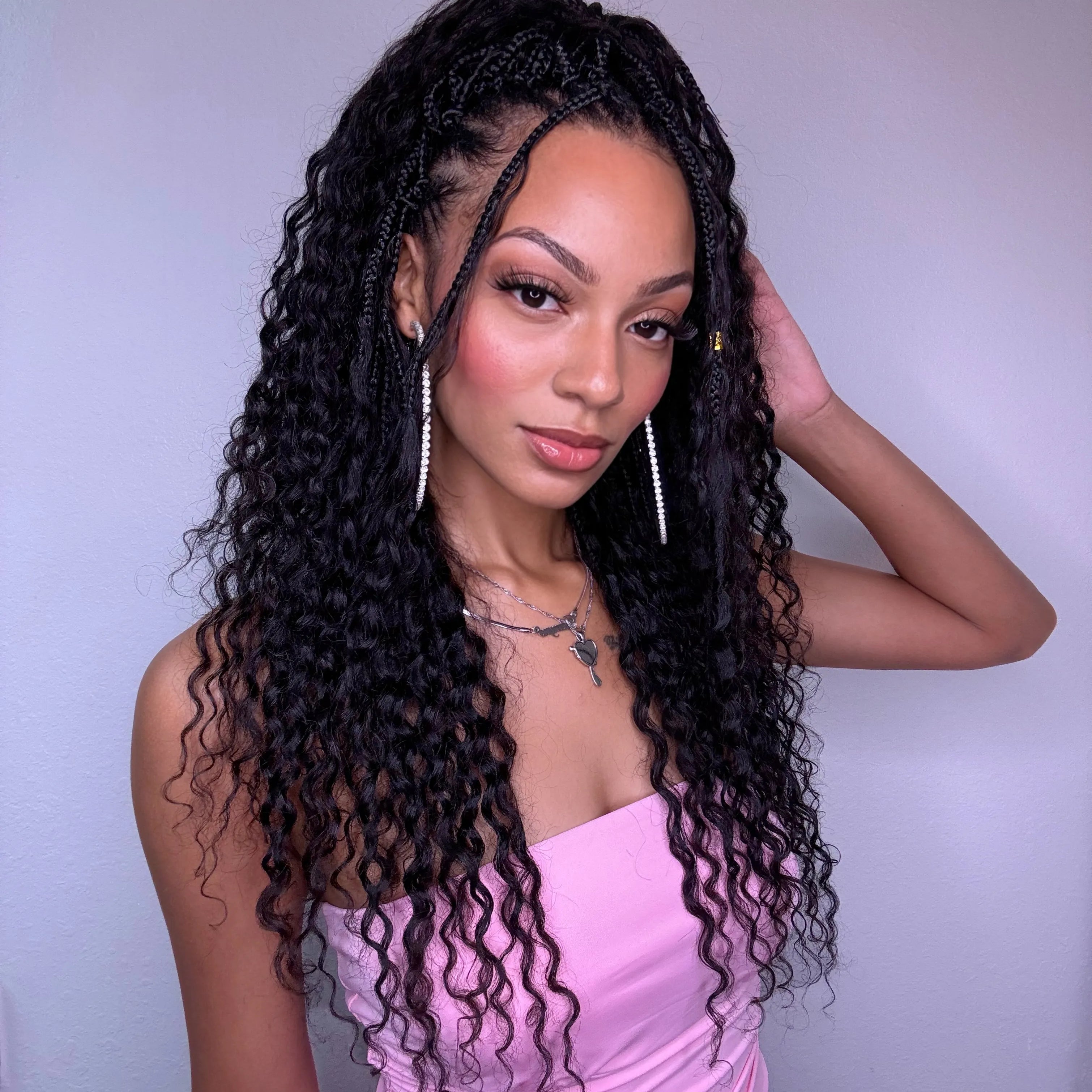Crochet Boho Deep Wave Braids With Human Hair Curls
