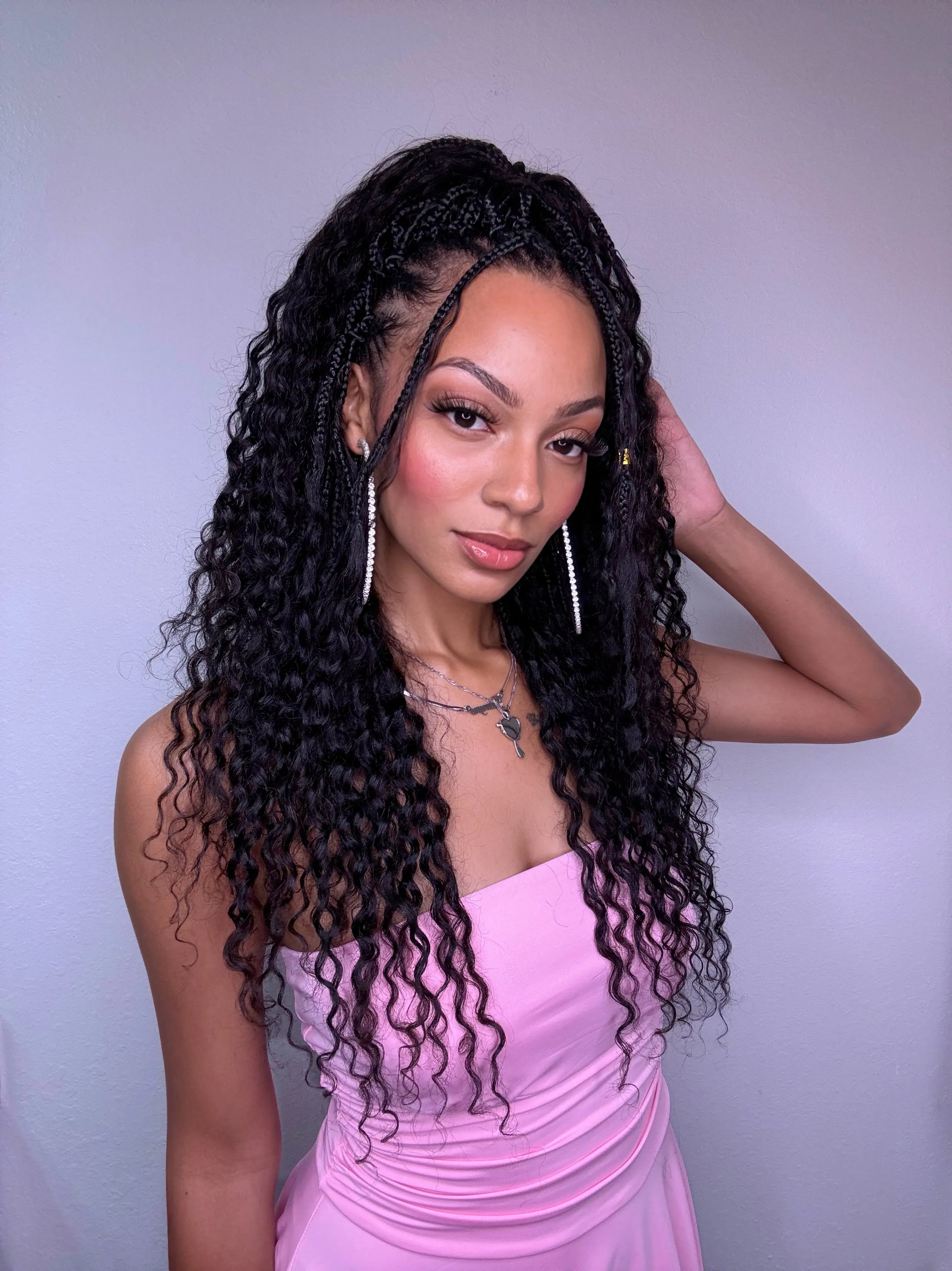 Crochet Boho Deep Wave Braids With Human Hair Curls