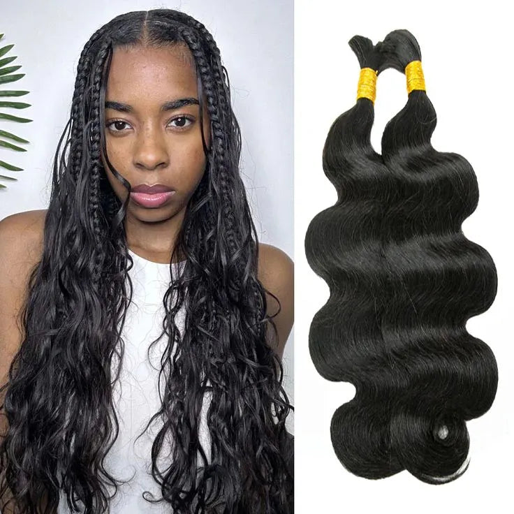 Body wave bulk human hair for braiding natural black 100g per pack