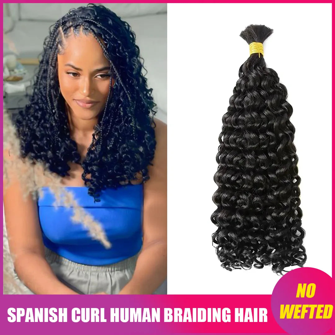 Spanish curl bulk human hair extension for boho goddess braids