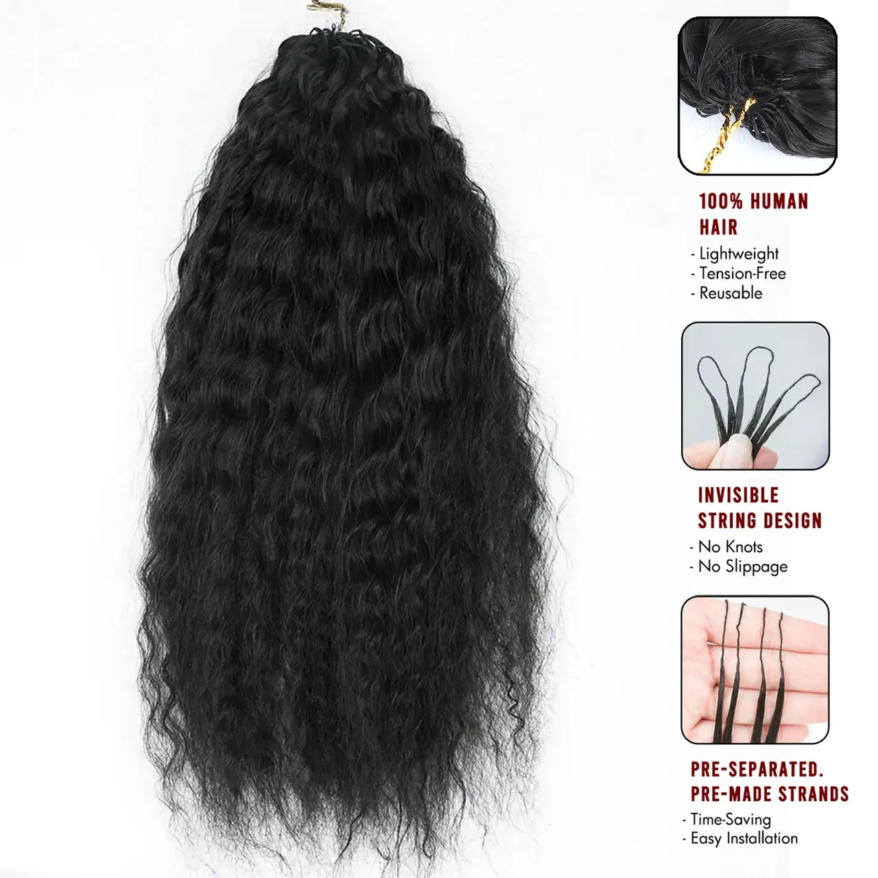 Feather wet and wavy 100% human hair crochet hair extensions