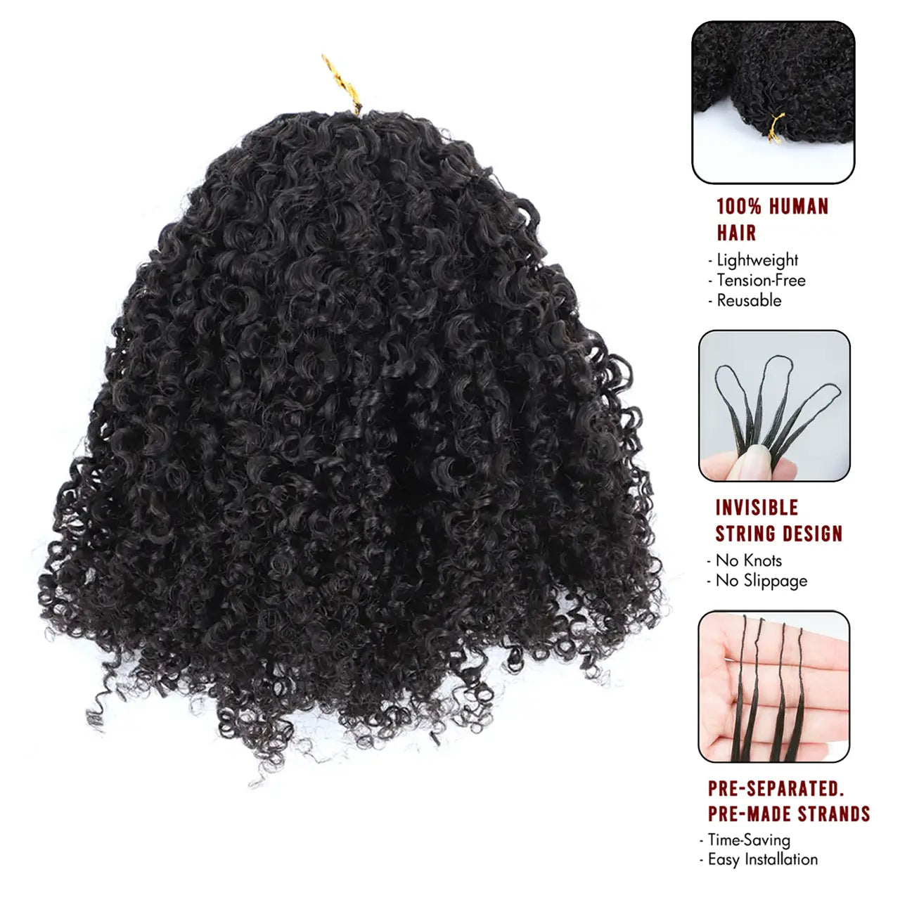 Tight curly crochet 100% virgin human hair