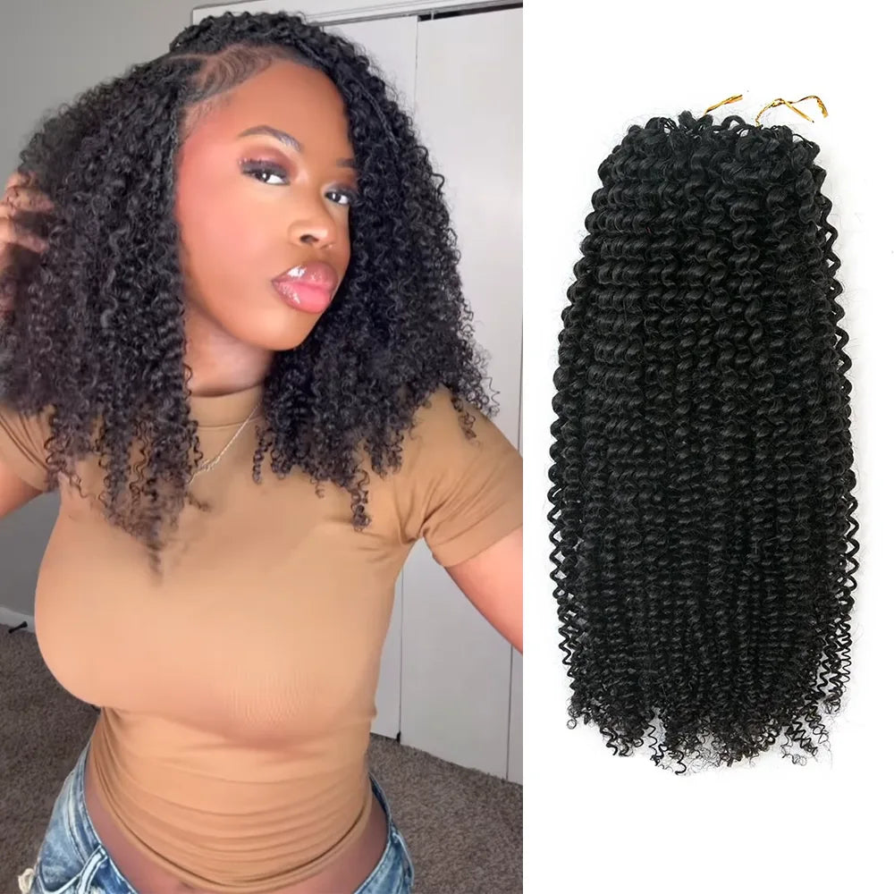 Knotless pre-separated feather crochet hair extension afro kinky curly human hair