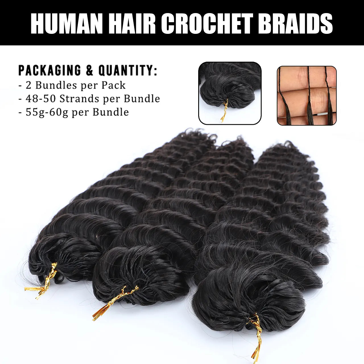 Pre separated knotless crochet hair extensions human hair deep wave