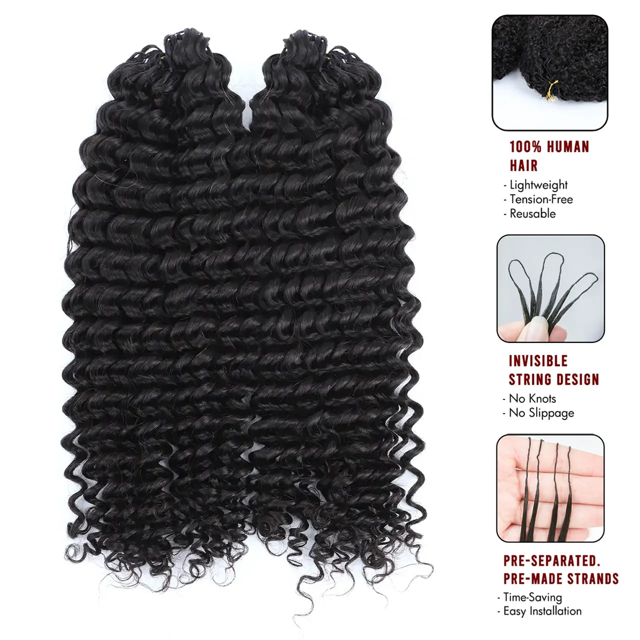 Pre separated water wave crochet hair extensions 100% human hair