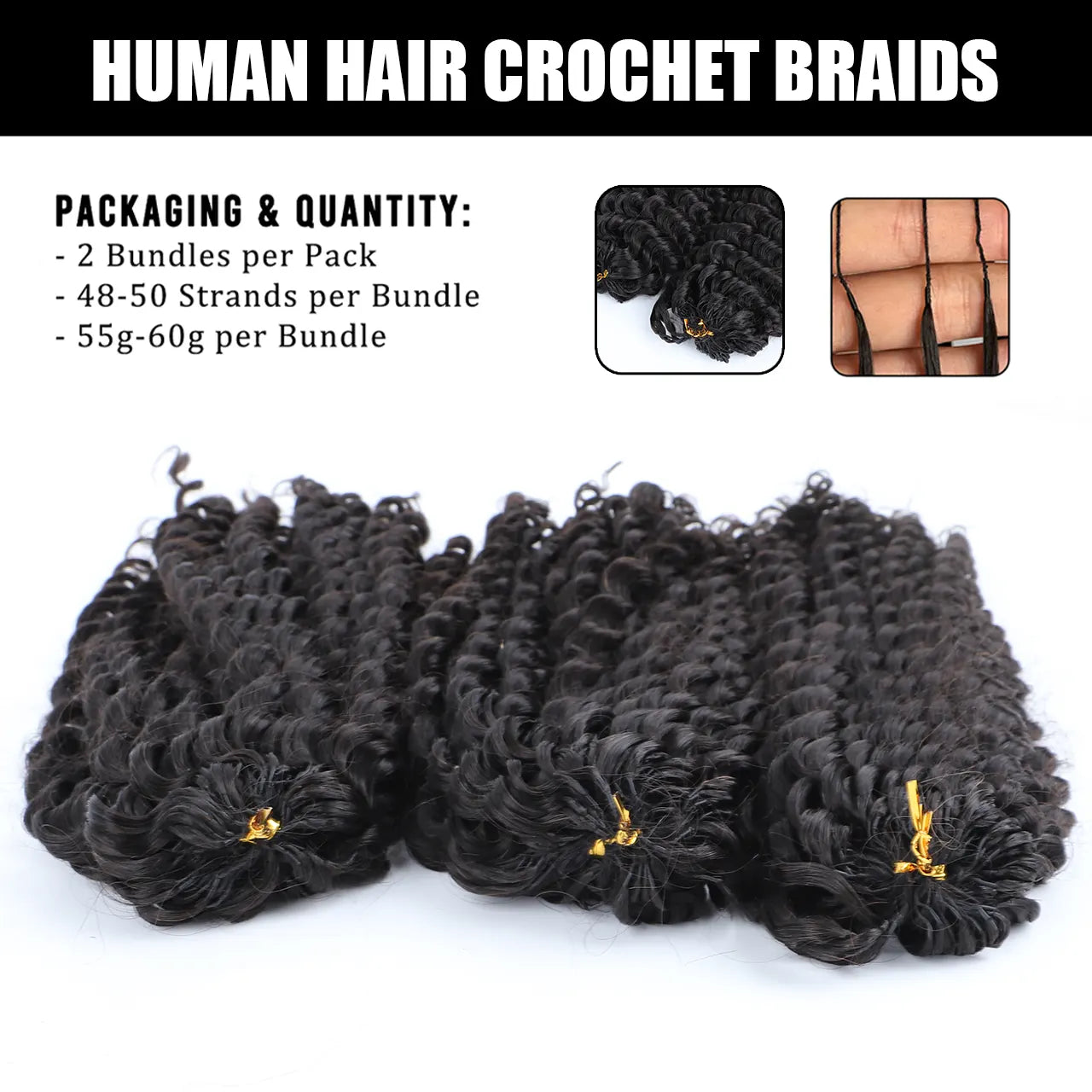 3Packs pre-separated water wave crochet hair extensions human hair