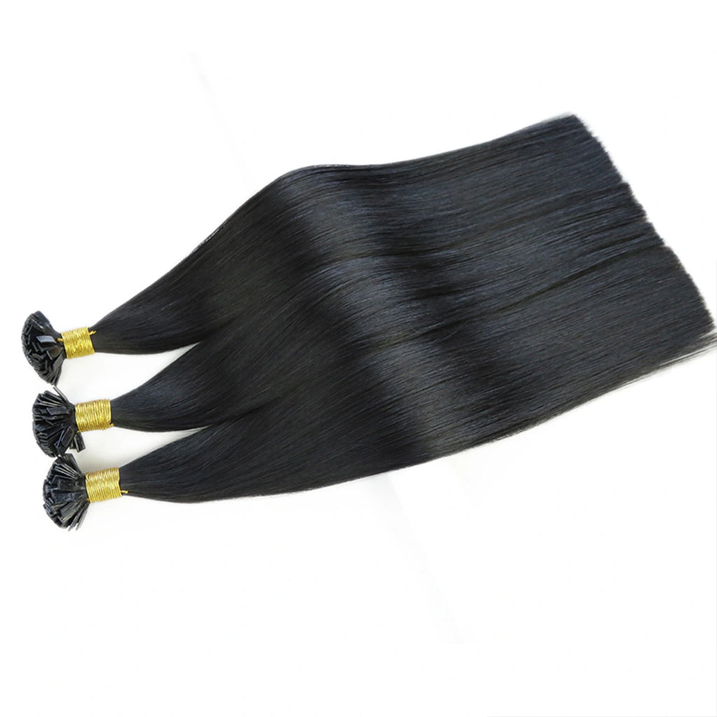 #1 Jet Black Flat Tip Hair Extension