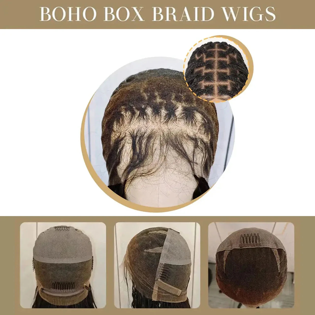 Boho box braid wigs full hd lace in hair whole details