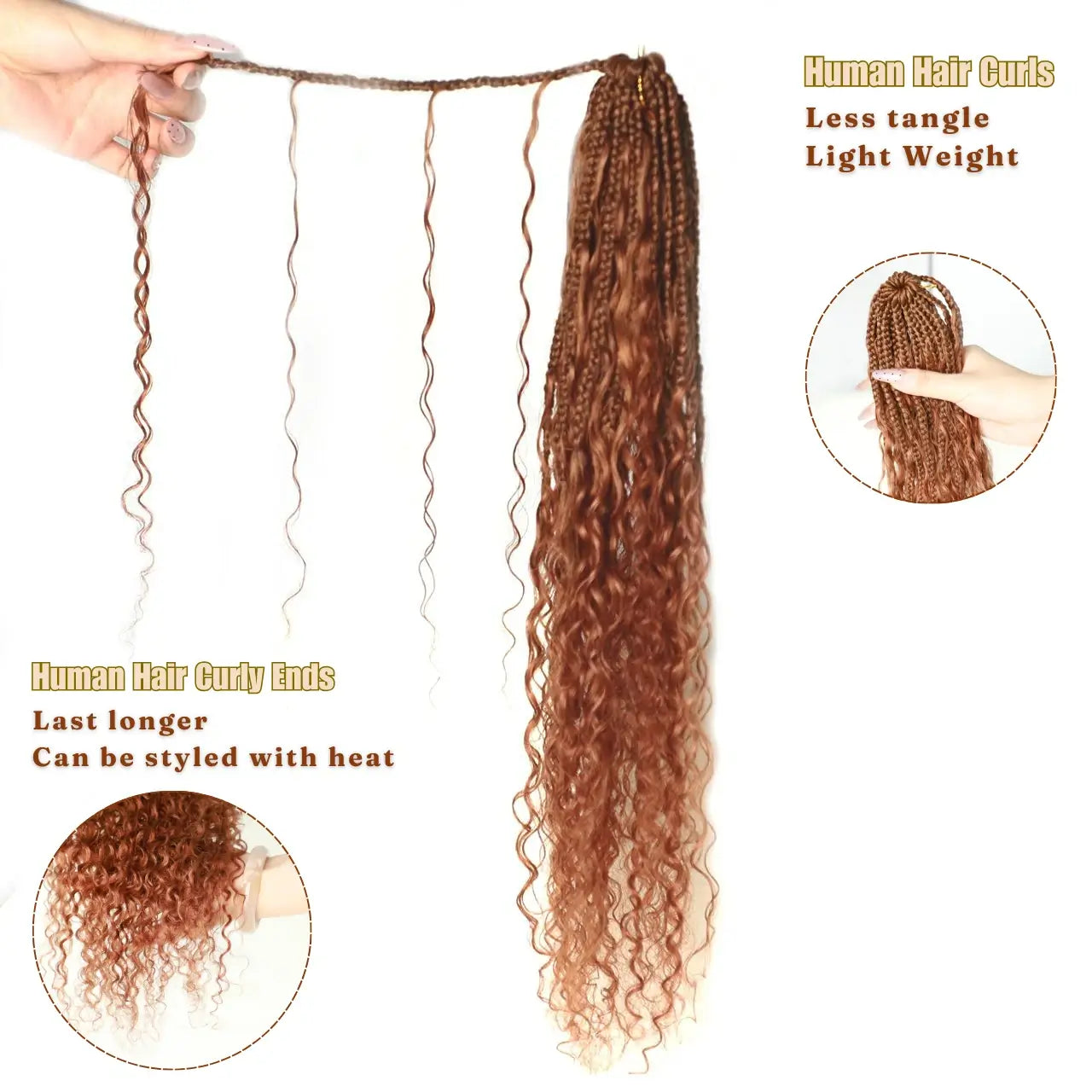 Boho crochet braids dark brown less tangle light weight