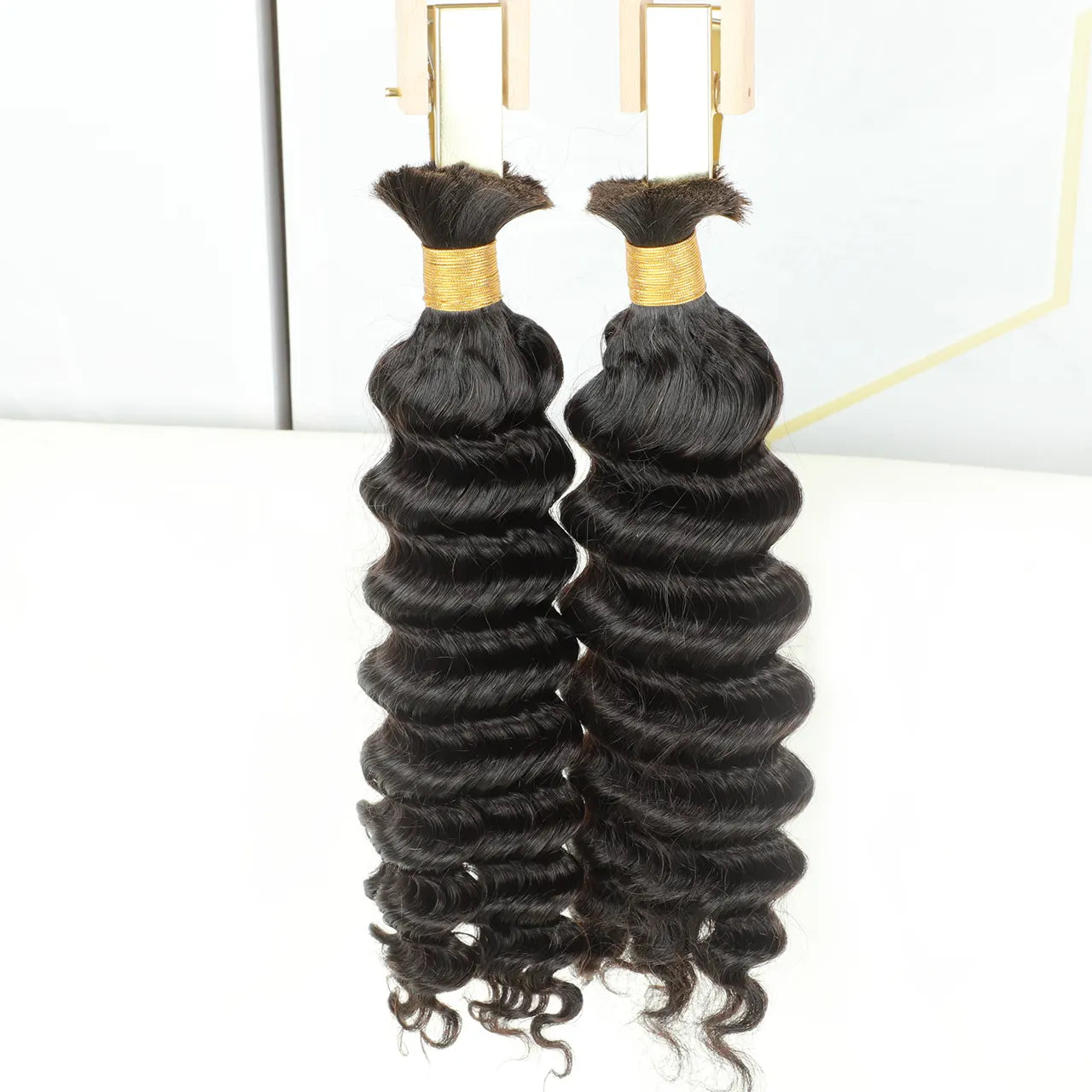 Braiding bulk human hair two bundles natural hair the tail