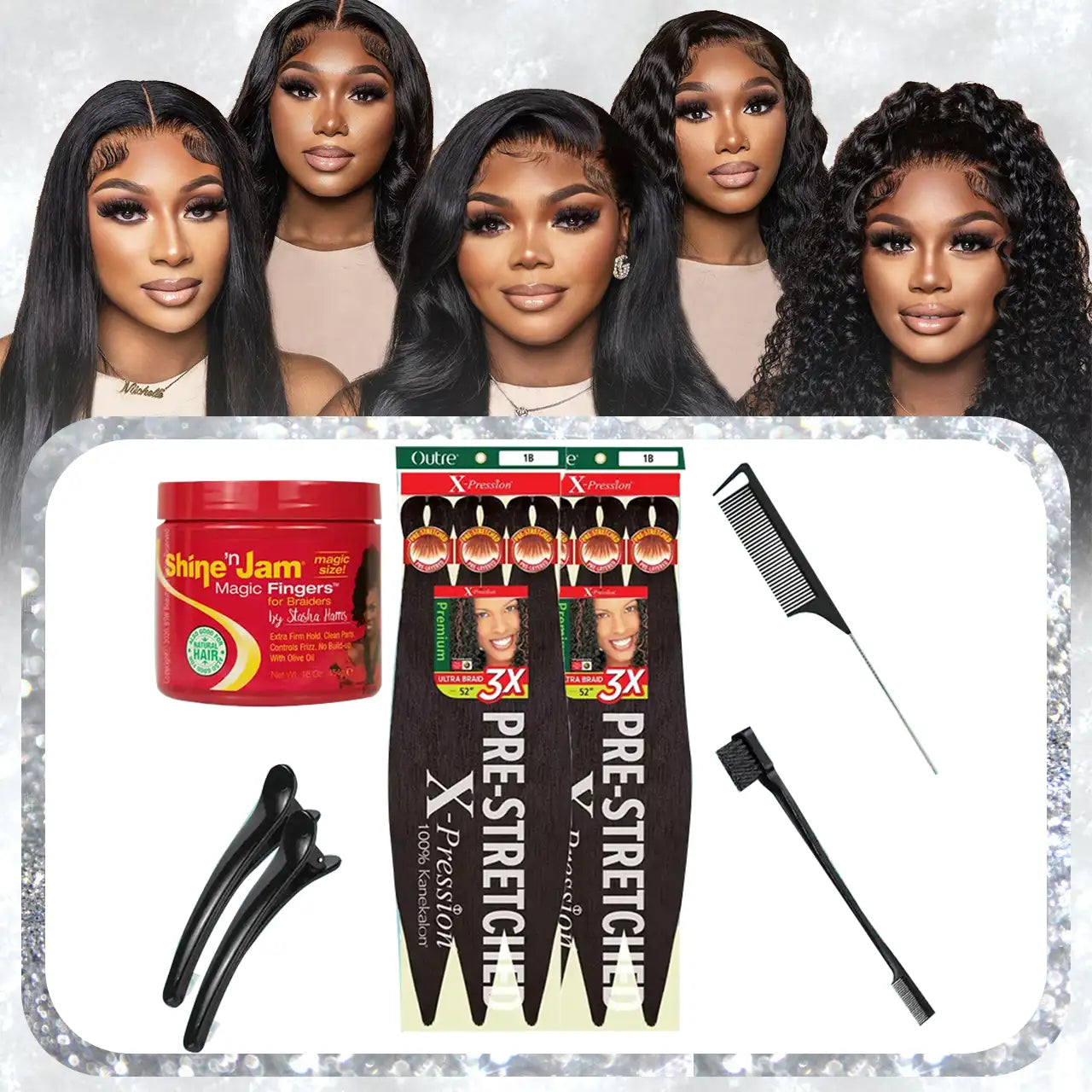 Braiding essentials 5 piece set bulk hair pack for boho locs and boho braids tools