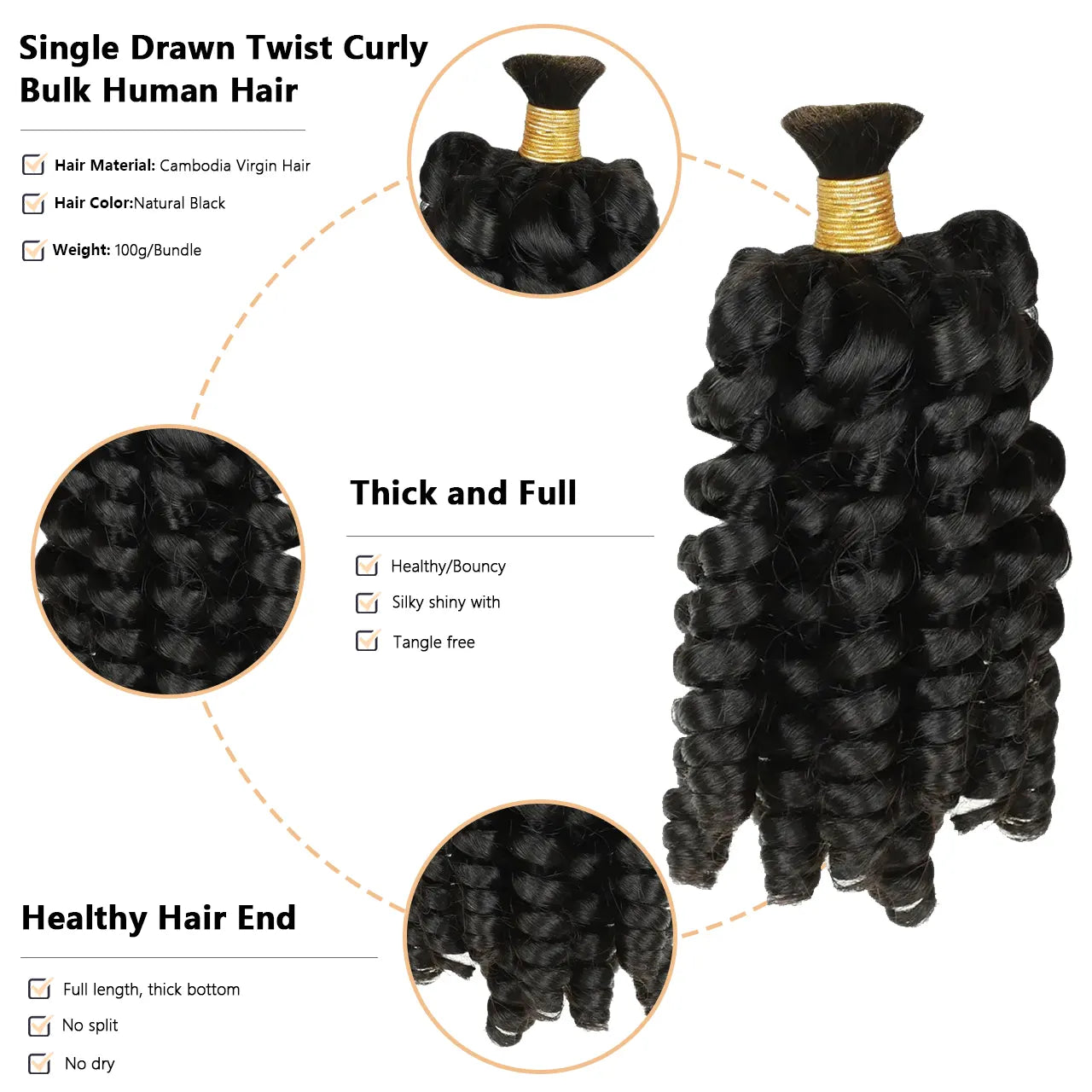 Bulk braiding human hair twists for curly hair black healthy hair ends