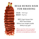 Bulk human braiding hair deep wave 350 ginger 100g per pack