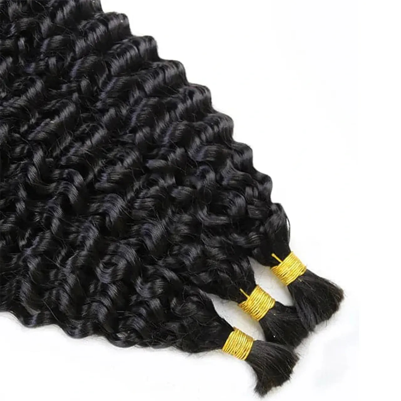 Bulk human braiding hair of virgin hair natural black enlarged detail