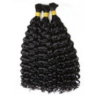 Bulk human braiding hair of three bundles natural black