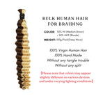 Bulk human hair braiding medium brown blonde piano color deep wave