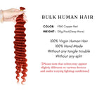 Bulk human hair deep wave copper red boho braids