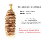 Bulk human hair for braiding medium blonde deep wave double drawn