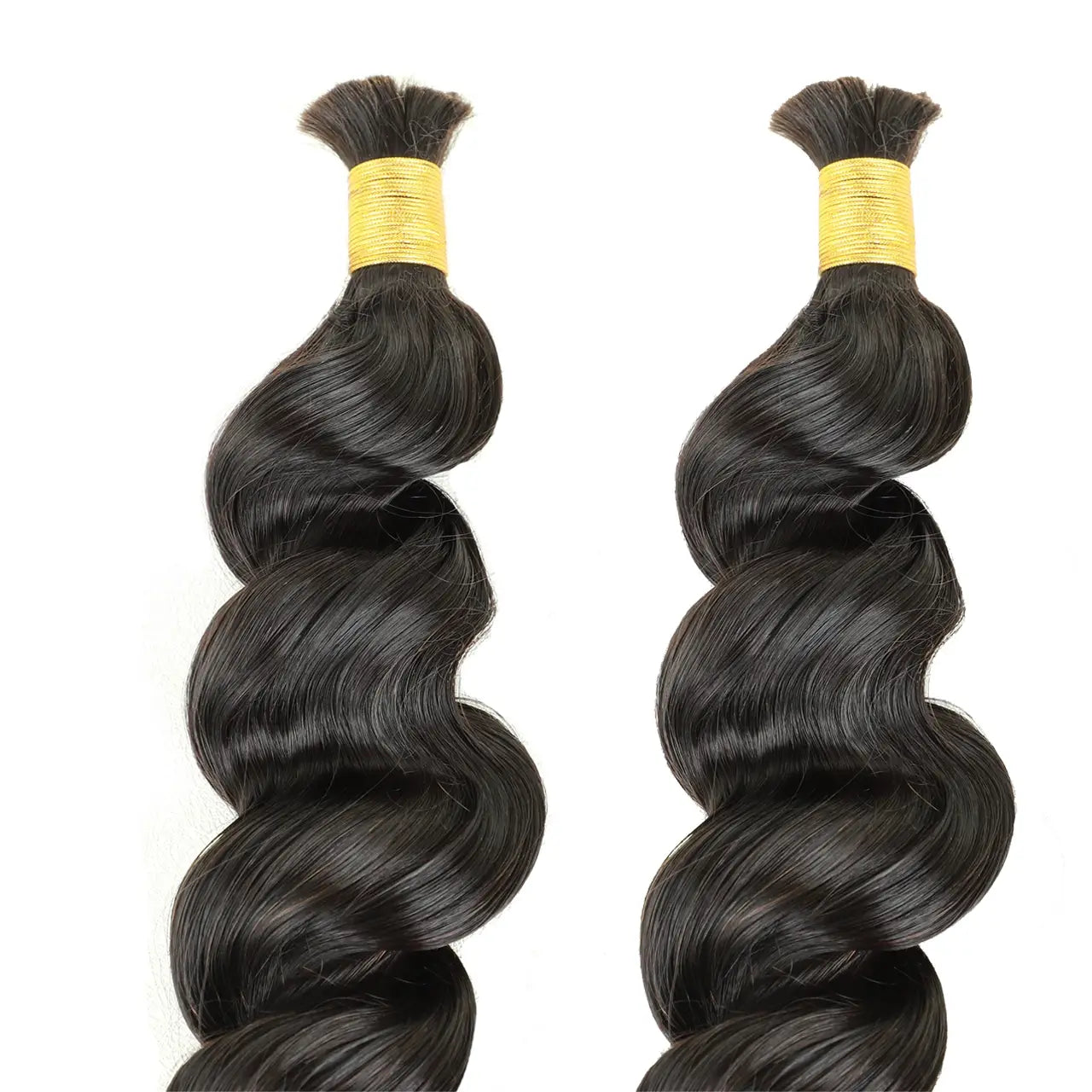 Bulk human hair for braiding two bundles black