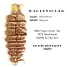 Bulk human hair medium blonde deep wave 100% hand made