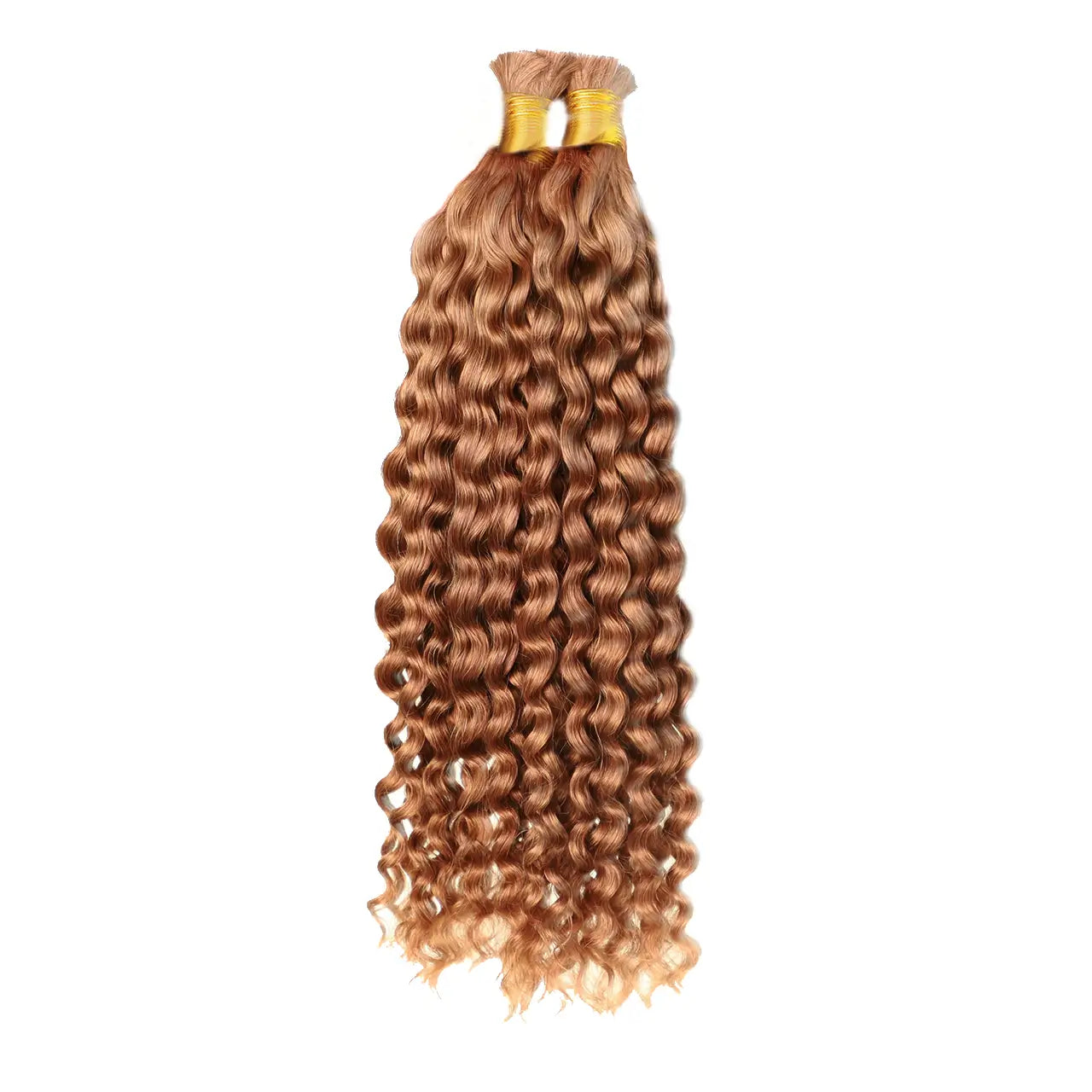 Curly bulk human hair for boho braiding light auburn water wave