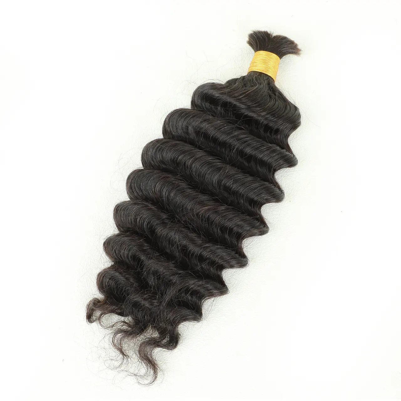 Double drawn deep wave bulk human hair for braiding natural black