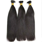 Double drawn straight bulk human hair for braiding natural black