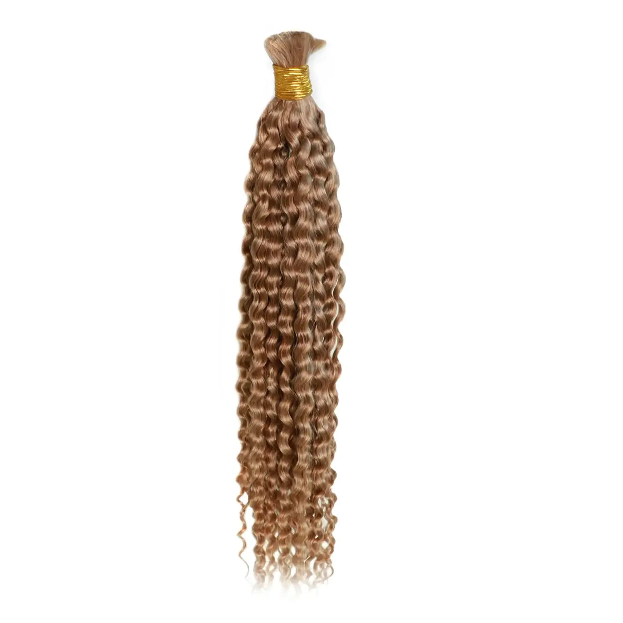 Double drawn water wave bulk human braiding hair golden brown