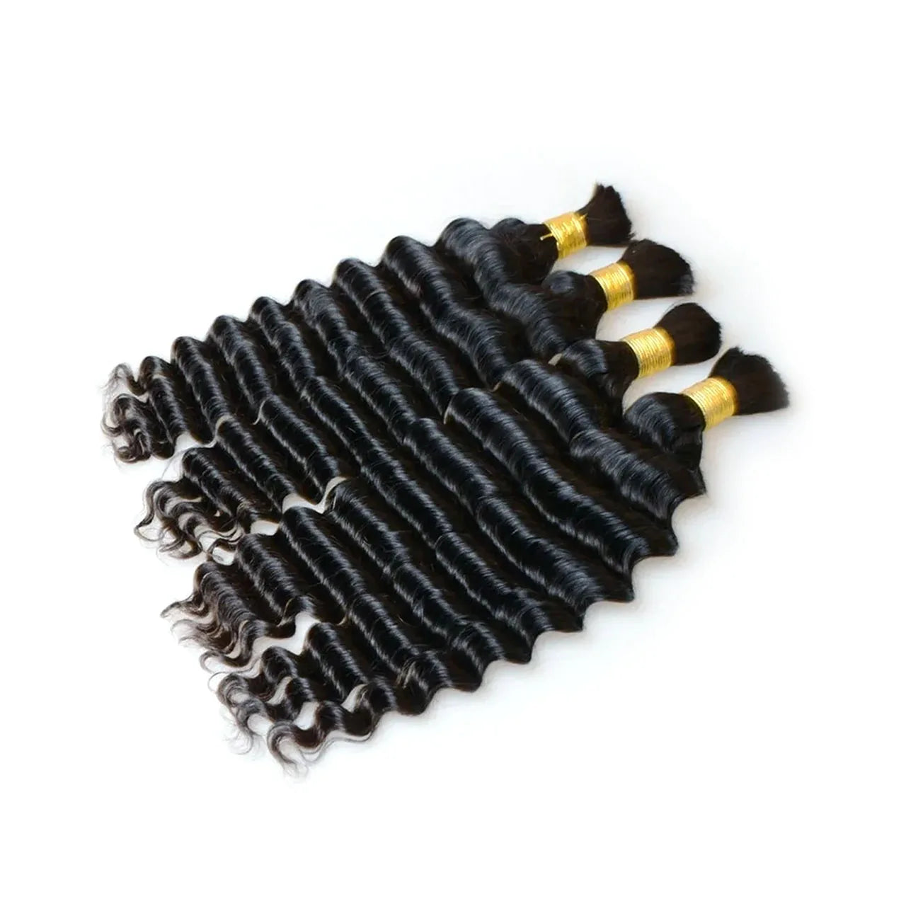 Four bundles deep wave single drawn bulk human hair for braiding natural black