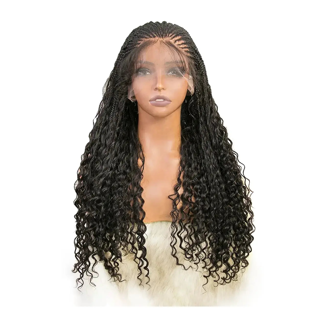 Fulani cornrows knotless boho braid wig for black women