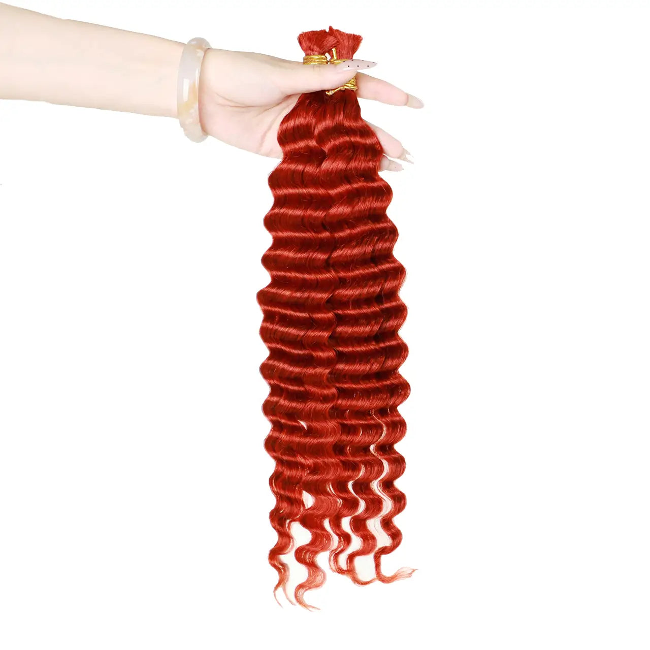 Human Hair Deep Wave Bulk for Braiding Copper Red