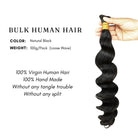 Loose wave bulk human hair for braiding natural black single drawn virgin human hair