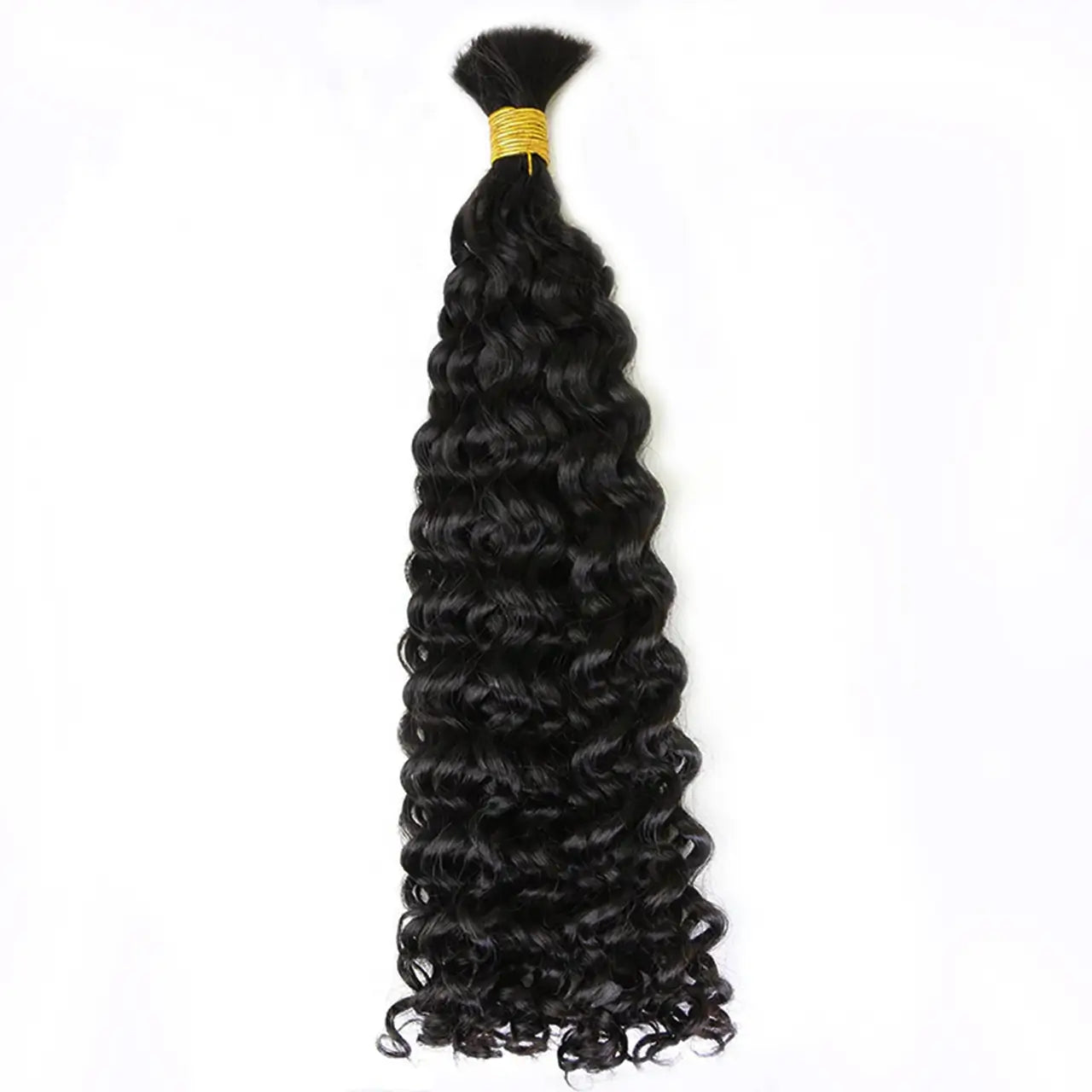 Natural black human braiding hair bulk water wave double drawn