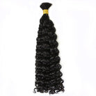 Natural black human braiding hair bulk water wave double drawn