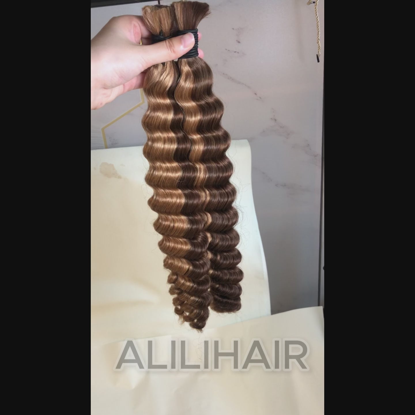 Bulk braiding hair medium brown deep wave