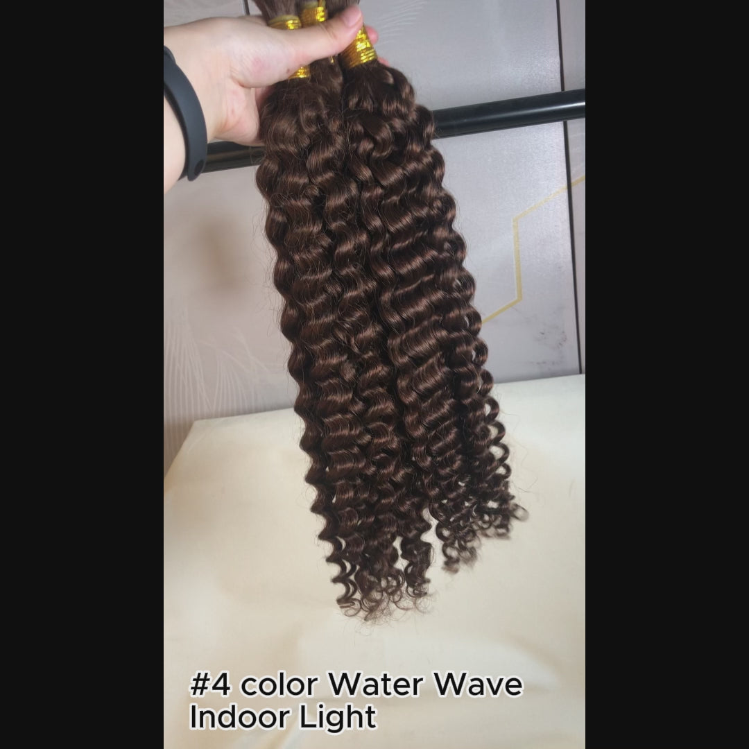 Human hair bulk for braiding dark brown water wave