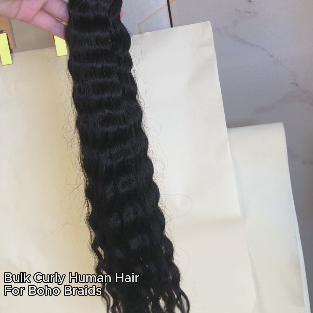 Water wave bulk human hair for boho knotless braiding