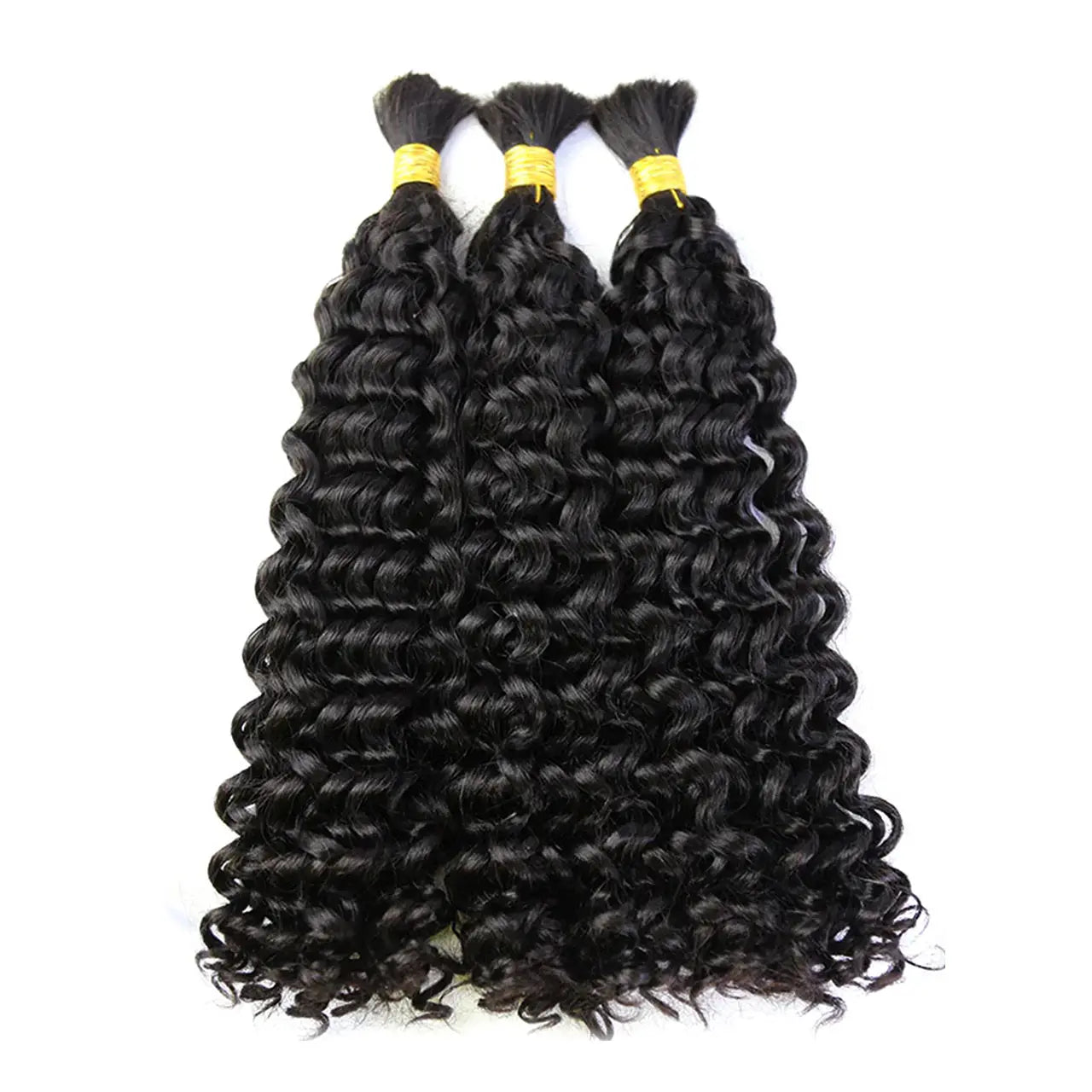 Single drawn water wave bulk hair for braiding natural black