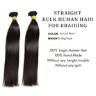 Straight bulk human braiding hair for women 100g per pack virgin human hair