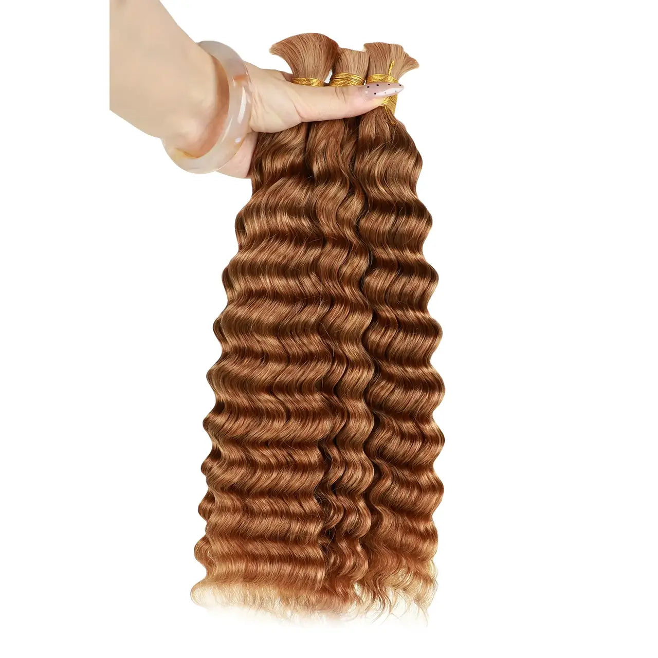 Three bundles bulk human hair for braiding light brown virgin human hair 100g per pack