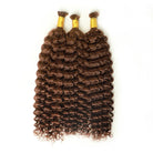 Three bundles double drawn bulk human hair for braiding dark brown water wave