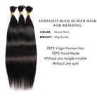 Three bundles natural black straight bulk human hair double drawn virgin human hair