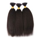 Three bundles single drawn kinky straight bulk hair for braiding natural black