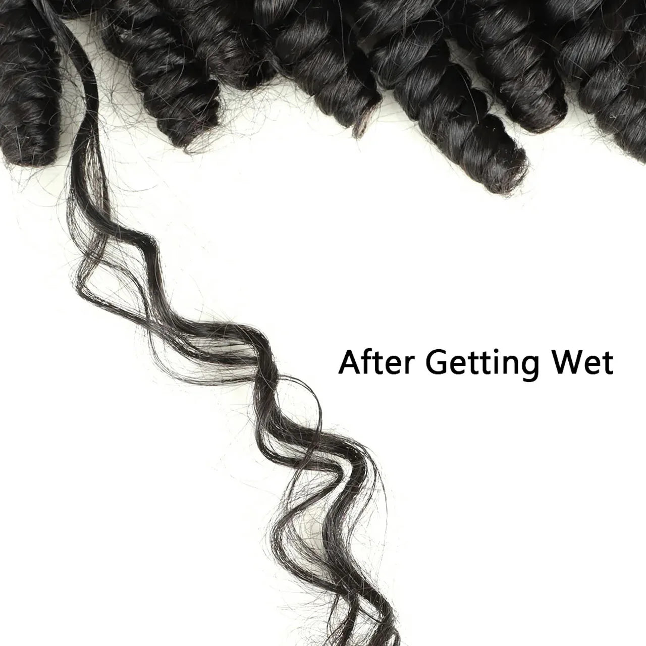 Twist curly bulk human hair for braiding after getting wet natural black single drawn