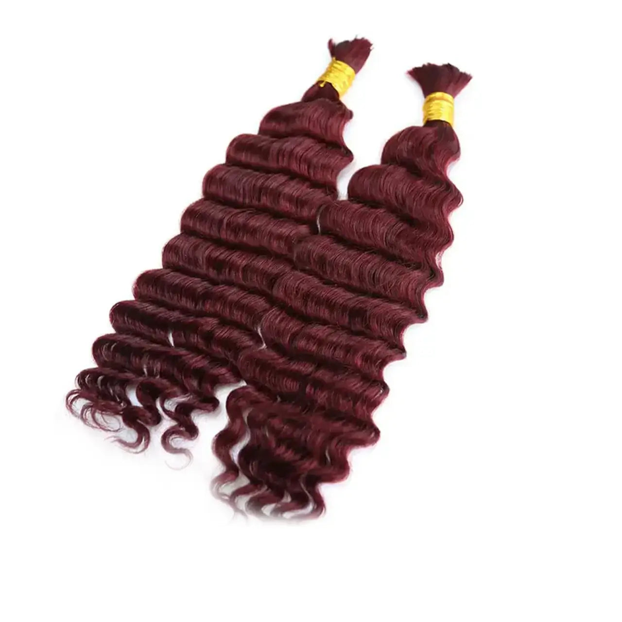 Two bundles bulk human hair for boho box braiding 99j burgundy red 100g per pack