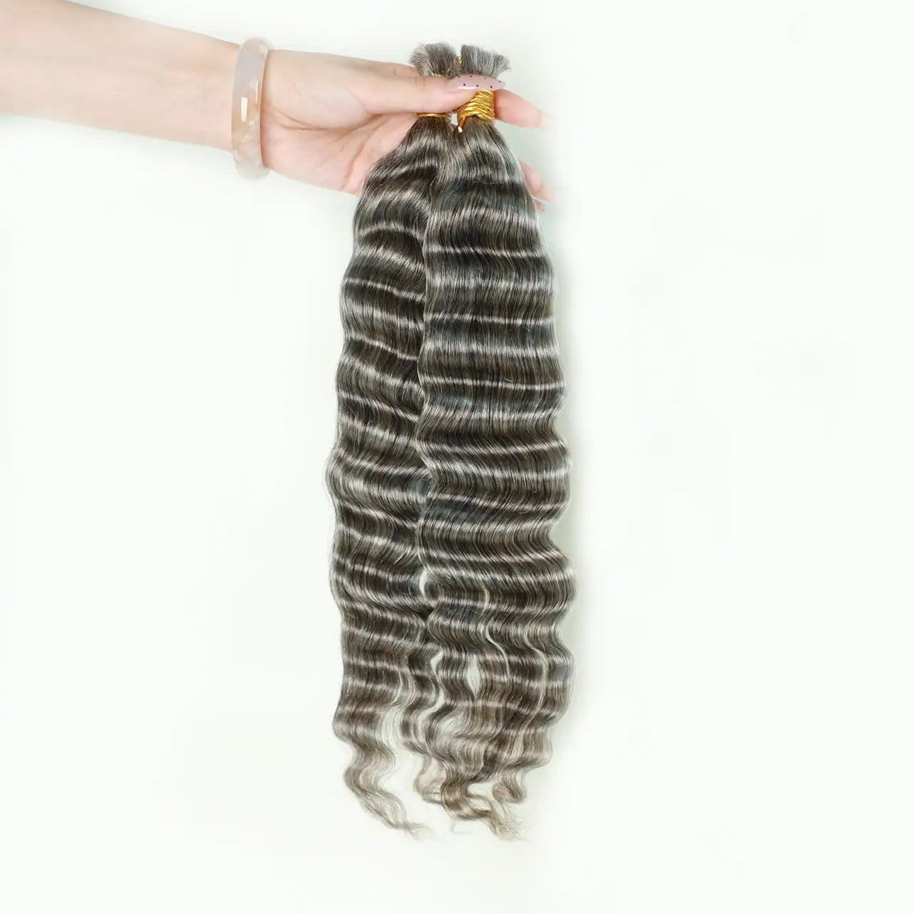 Two bundles bulk human hair for braiding natural color and gray virgin human hair