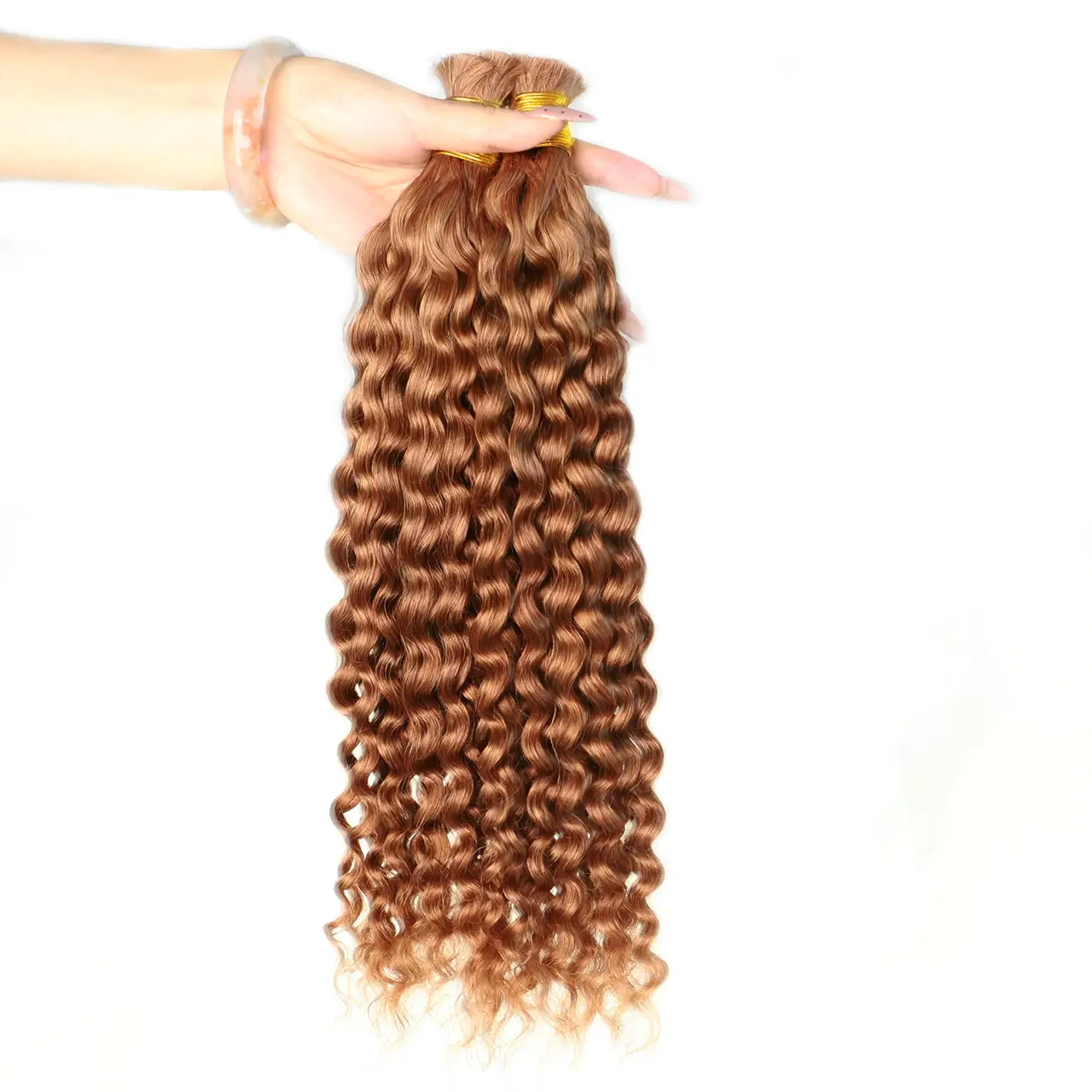 Two bundles curly bulk human hair for braiding water wave