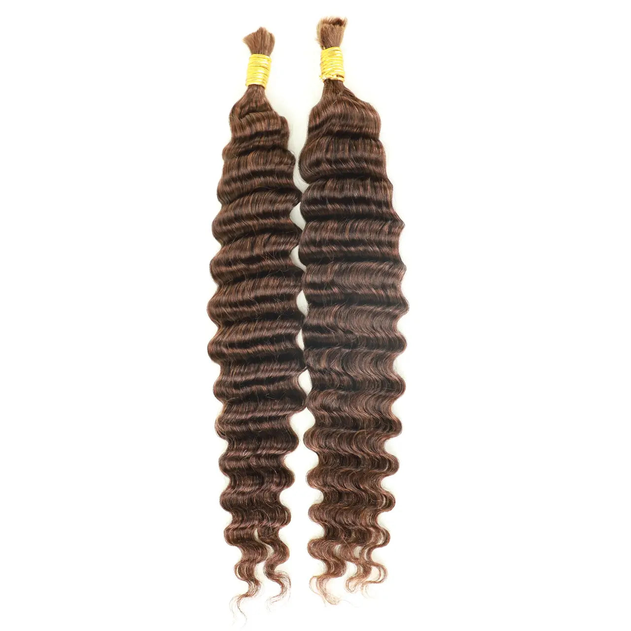 Two bundles dark brown bulk human hair for braiding deep wave